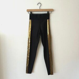 Ultracor Ultra High Radiant Black & Gold Side Stripe Leggings Women's Size Small